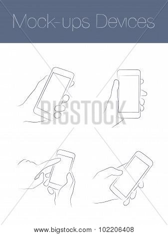 Set of simple mock-ups mobile devices