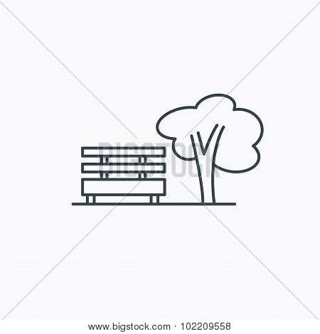 Public park icon. Tree with bench sign.