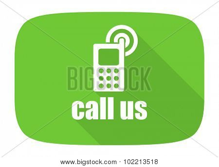 call us flat design modern icon with long shadow for web and mobile app