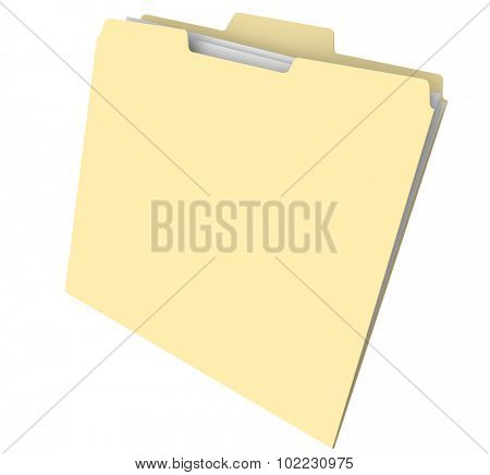 Blank manila folder with files or documents inside for an archive or histroy