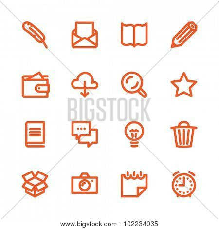 Business Fat Line Icon set for web and mobile. Modern minimalistic flat design elements of working with paper, reading and writing, time management and ideas