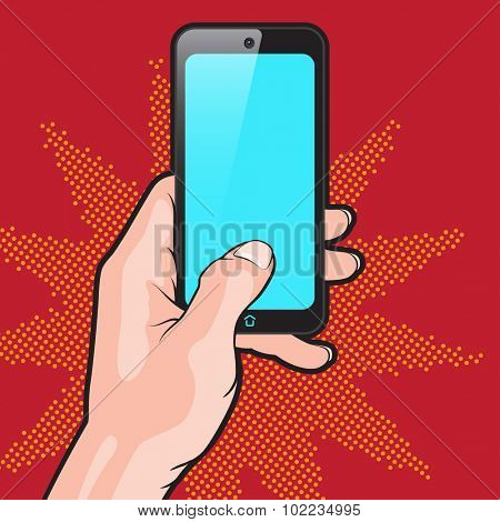 PopArt Style Mokup with Smartphone in Hand