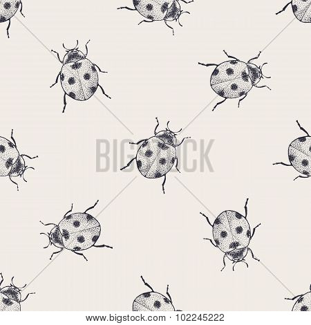 Beetles vintage seamless pattern