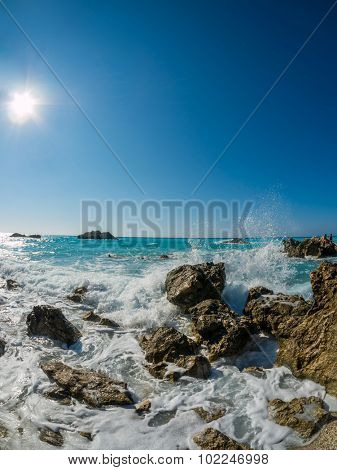 Kathisma Beach, Lefkada Island in Ionian Sea, Greece.