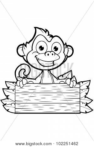 Cheeky Monkey Character In Black And White