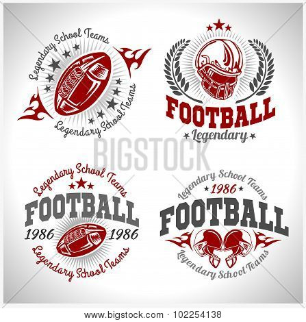 American football vintage vector labels for poster, flyer or t-shirt print. Vector stock.