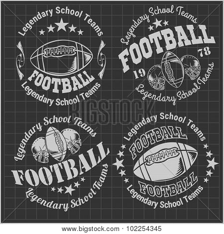 American football vintage vector labels for poster, flyer or t-shirt print. Vector stock.