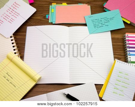 Italian; Learning New Language Writing Words On The Notebook
