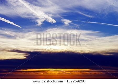 Beautiful Sunset Panoramic View, Alsace