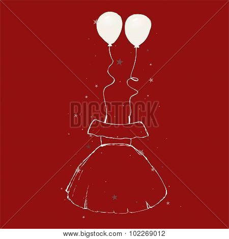 Sketch - long dress + balloons
