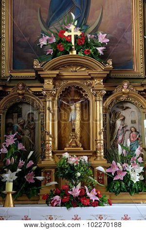 ZAGREB, CROATIA - MAY 28: Altar in the Basilica of the Sacred Heart of Jesus in Zagreb, Croatia on May 28, 2015