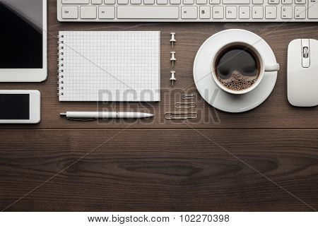 overhead of essential office objects in order with copy space