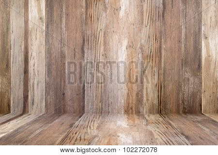Old grunge wood flooring and wood wall