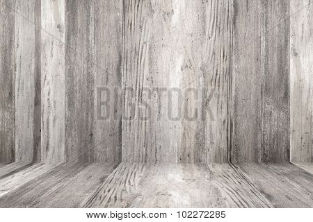 Old grunge wood flooring and wood wall