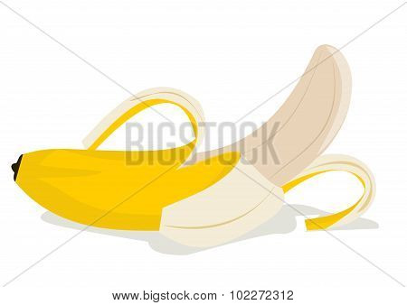 A Banana That Half Peeled. Avaliable At .jpg And Editable .eps Format