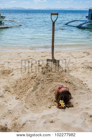 Young woman reaxing on the beach at exotic resort