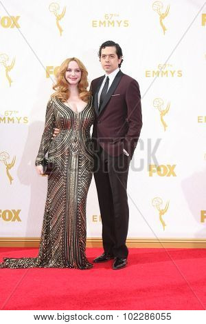 LOS ANGELES - SEP 20:  Christina Hendricks, Geoffrey Arend at the Primetime Emmy Awards Arrivals at the Microsoft Theater on September 20, 2015 in Los Angeles, CA