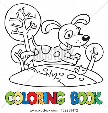 Coloring book of little dog or puppy