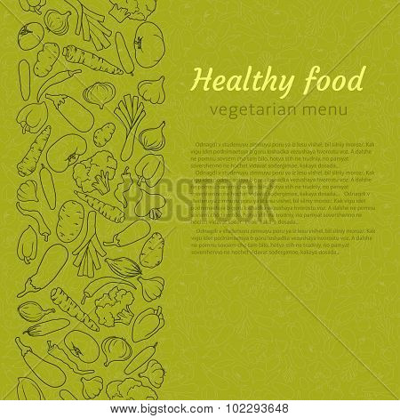 healthy food. green vector background for vegetarian menu