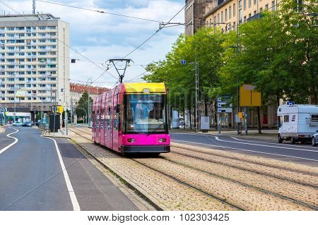 Modern Tram In Dresden
