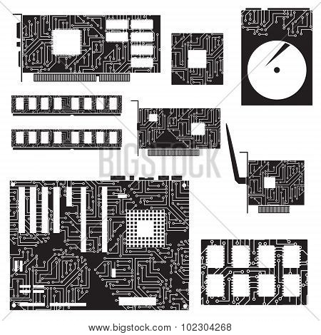 Internal Desktop Computer Components And Circuits Eps10