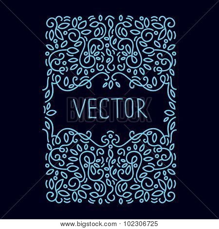Hand drwan emblem abstract template Elegant lineart logo outline elegant calligraphic monogram.