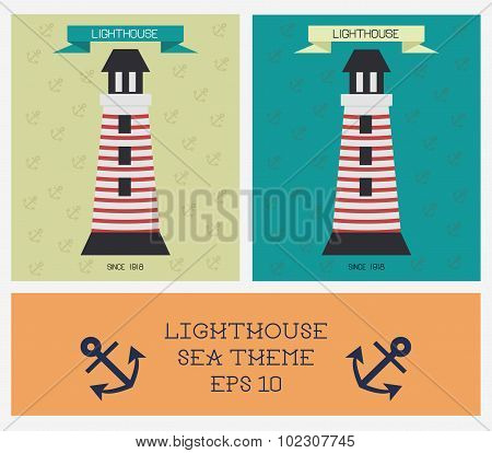 Lighthouses in modern flat style