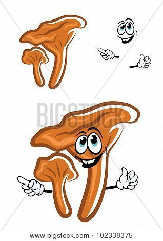 Cartoon chanterelle mushroom with happy face
