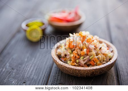Sambal Matah, Bali Traditional Sauce. Indonesian Condement. Close Up