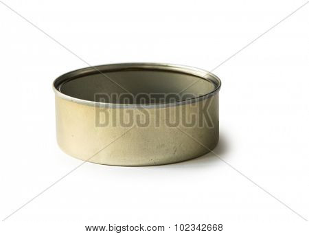 opened empty tin isolated on white background