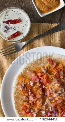 Onion Tomato Carrot Uthappam