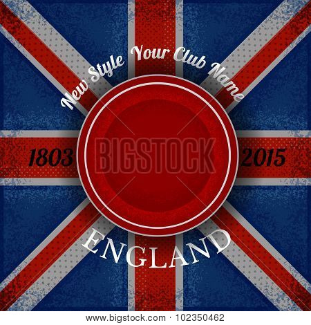 red circle frame for your lable on british flag grunge background.print street