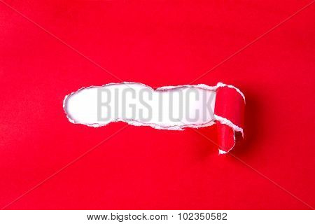 Torn Red Paper And Space For Text With White Paper Background