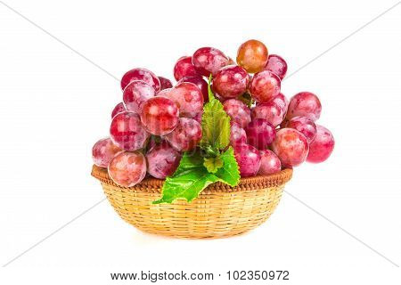 Red Grapes Isolated On White Background