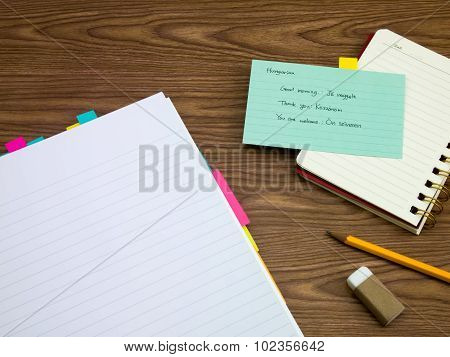 Hungarian; Learning New Language Writing Words On The Notebook