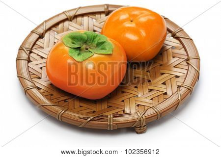 jiro kaki, japanese persimmon on white background
