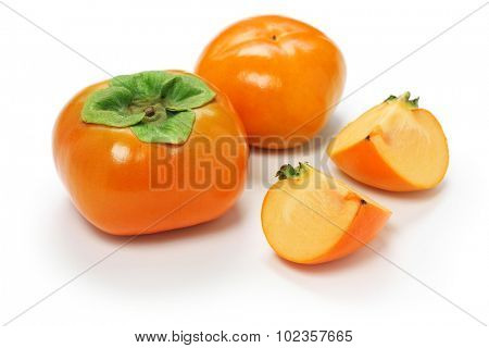 jiro kaki, japanese persimmon on white background