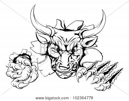 Bull Ripping Through Background