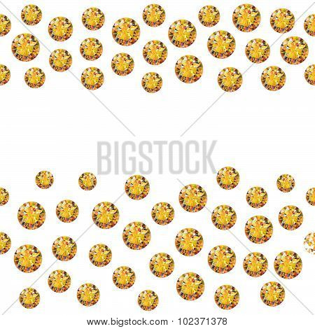 Seamless scattered borders of gems, rhinestones