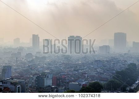 Aerial view of Hanoi skyline cityscape