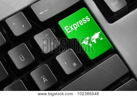 Grey Keyboard With Green Enter Button Express