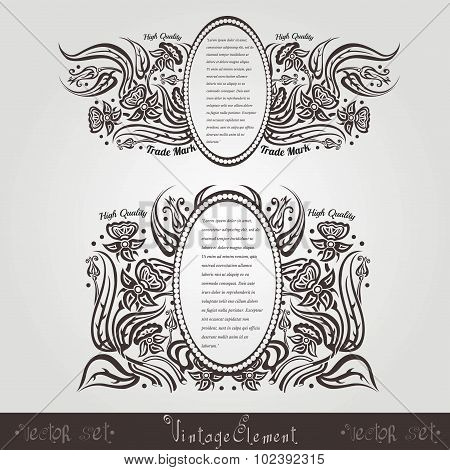vintage flower vintage banners with oval frame for text