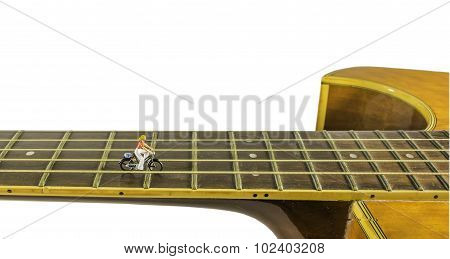 Image Of Musician On The Guitar Line Means The Road To Success In Their Musical Dreams.