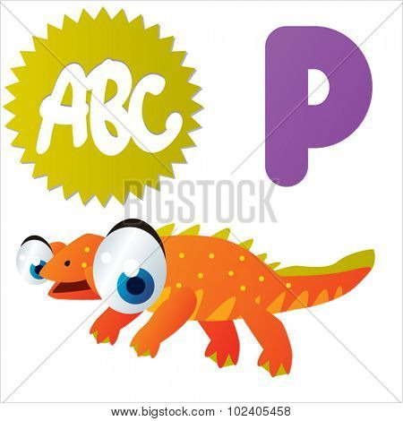 Cute cartoon Water Dinosaurs ABC: P is for Paraplacodus
