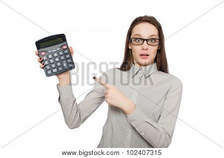Woman in business concept isolated on white