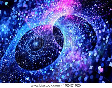 Blue Glowing Multiverses In Space