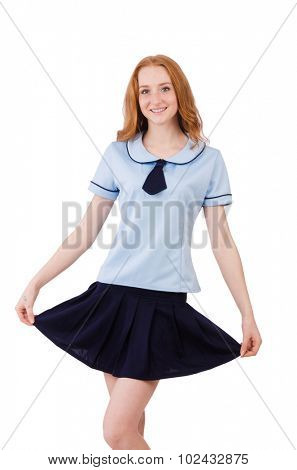 Young student female isolated on white