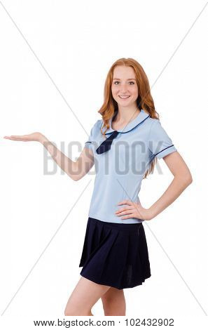 Schoolgirl isolated on the white