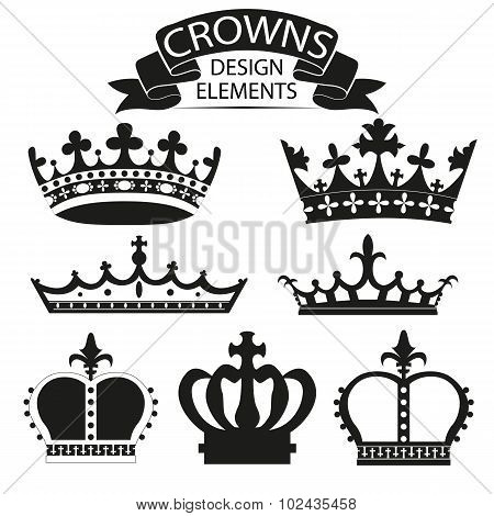 crown collection isolated on white vector illustration
