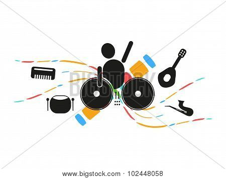 Disc Jockey Mixing Music Party